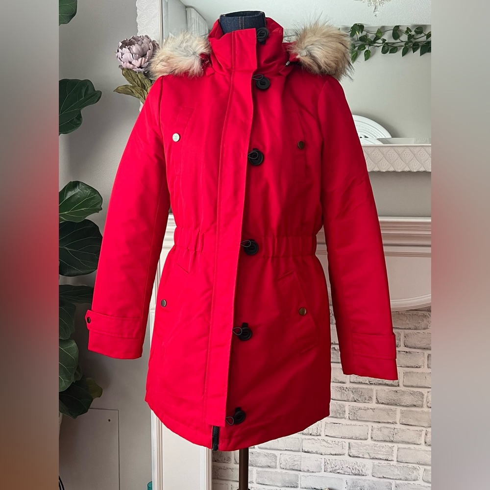 Brand new, red Halitech parka coat